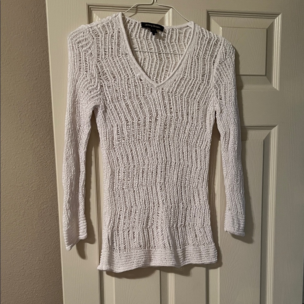 Tommy Bahama White Open-Knit Sweater